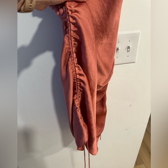 Wilfred Davina Satin Side Ruched Adjustable Length Slip Dress Medium Aritzia - Picture 6 of 12